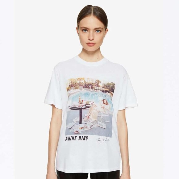 Anine Bing Lili Tee AB X TO Terry O'Neill Faye Dunaway in White XS - Picture 1 of 6